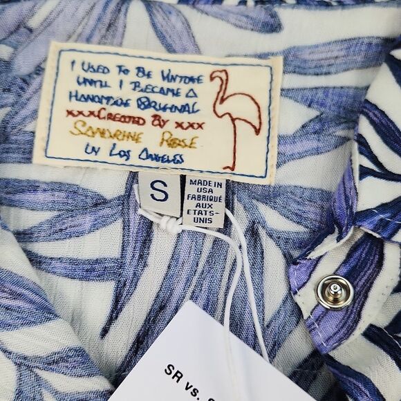 Free People -281 Sandrine Rose Pearl Snap Hawaiian Western Style Shirt Size Smal - Picture 6 of 9